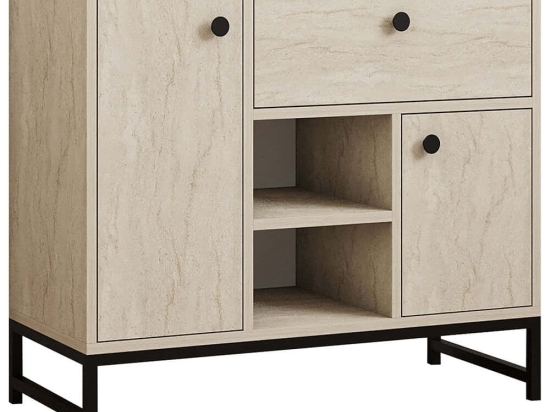 Μπουφές Inci 835PUQ3410 90x40x75cm Travertine Beige Μοριοσανίδα, Μέταλλο