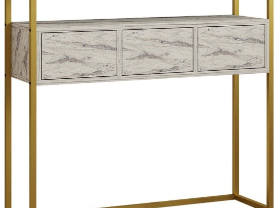 Κονσόλα Guarda 495SSE1907 100x29x90cm Marble Effect White Μοριοσανίδα, Μελαμίνη