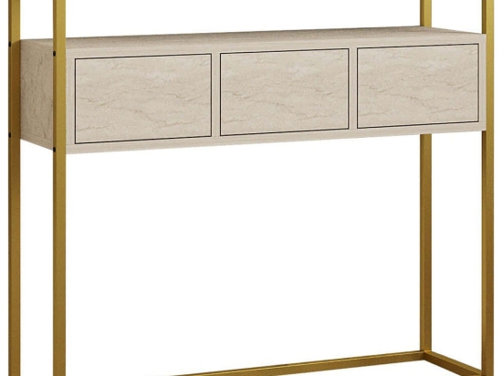 Κονσόλα Guarda 495SSE1908 90x34x70cm Travertine Beige Μοριοσανίδα, Μελαμίνη