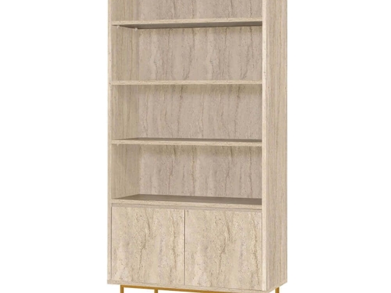 Βιβλιοθήκη Laxus Rea 869VEL3652 80x36x182cm Travertine Beige-Gold