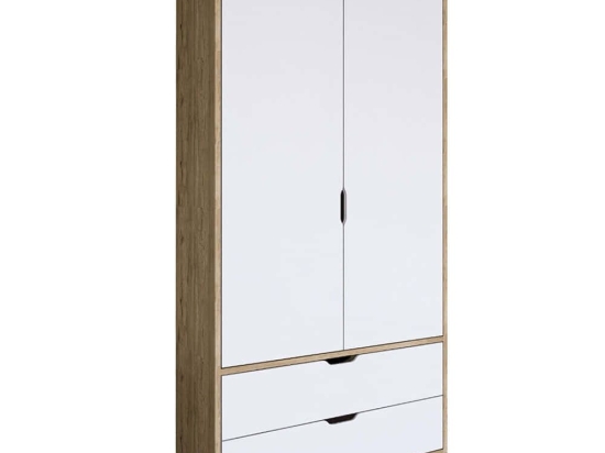 Ντουλάπα Δίφυλλη 350MWD1124 90x45x183cm Light Walnut-White Δίφυλλη