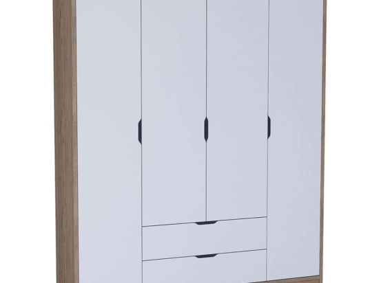 Ντουλάπα Τετράφυλλη Nisan 350MWD1130 170x45x183cm Light Walnut-White Τετράφυλλη