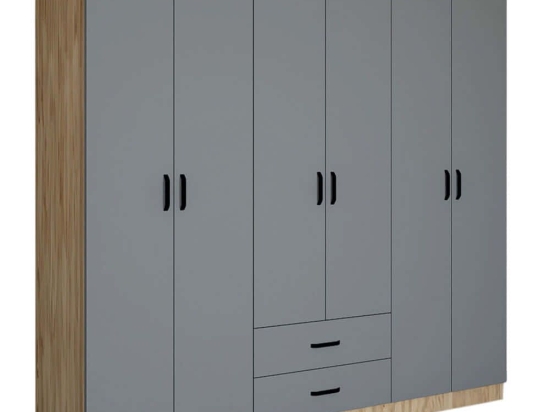 Ντουλάπα Εξάφυλλη Yaman Luna 350MWD1132 180x45x190cm Grey Εξάφυλλη