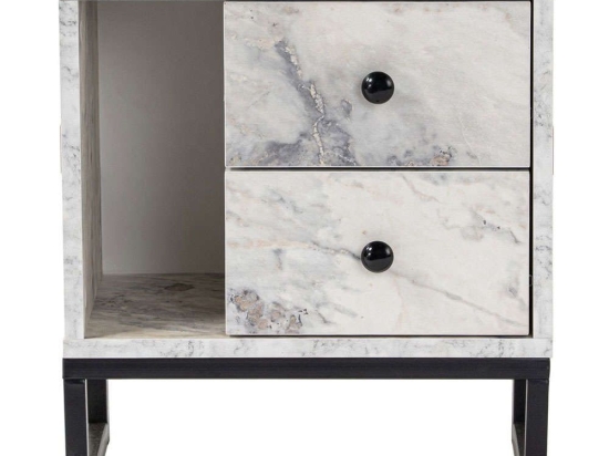 Κομοδίνο Glimmer 241NRD1408 45,2x29,5x50cm Marble Effect White-Black
