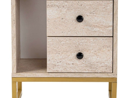 Κομοδίνο Glimmer 241NRD1410 45,2x29,5x50cm Travertine Beige-Gold
