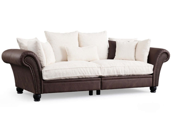 Καναπές Τριθέσιος Lawrence 560ARE1561 275x110x76cm Brown-White