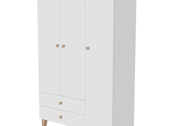 Ντουλάπα Τρίφυλλη Vento 389MZA1610 120x47,5x191,8cm Oak-White Τρίφυλλη