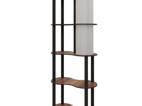Φωτιστικό Δαπέδου Με Ραφάκια 666PTR1122 48x24x140cm 1xE27 40W Walnut Opviq