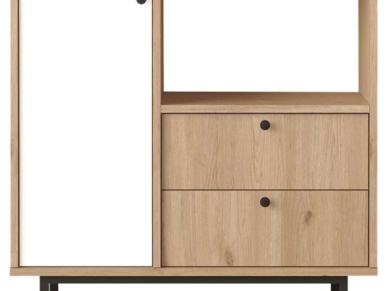 Ντουλάπι 956LCS3558 88x35,5x85cm Oak-White Μοριοσανίδα, Μέταλλο