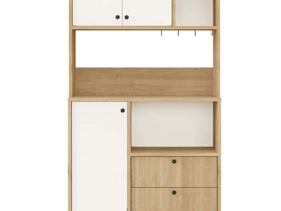 Ντουλάπι Κουζίνας 956LCS3560 88x35,5x161,2cm Oak-White Μοριοσανίδα, Μέταλλο