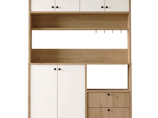 Ντουλάπι Κουζίνας 956LCS3562 120x35,5x180cm Oak-White Μοριοσανίδα, Μέταλλο