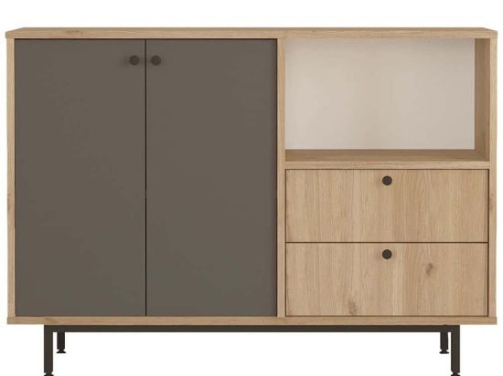Ντουλάπι 956LCS3566 120x35,5x85cm Oak-Anthracite Μοριοσανίδα, Μέταλλο