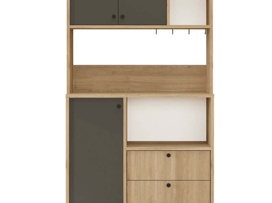 Ντουλάπι Κουζίνας 956LCS3567 88x35,5x161,2cm Oak-Anthracite Μοριοσανίδα, Μέταλλο