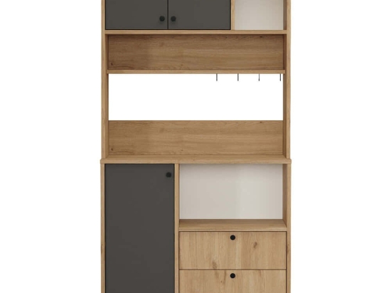Ντουλάπι Κουζίνας 956LCS3568 88x35,5x180cm Oak-Anthracite Μοριοσανίδα, Μέταλλο