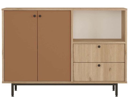 Ντουλάπι 956LCS3573 120x35,5x85cm Oak-Tile Red Μοριοσανίδα, Μέταλλο