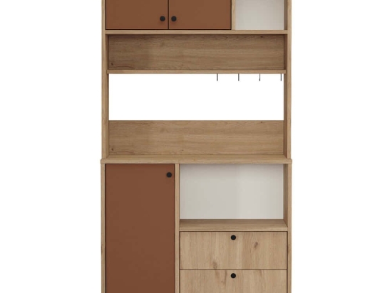 Ντουλάπι Κουζίνας 956LCS3575 88x35,5x180cm Oak-Tile Red Μοριοσανίδα, Μέταλλο
