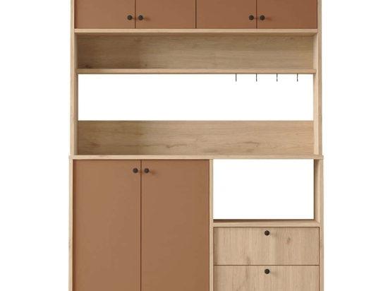 Ντουλάπι Κουζίνας 956LCS3576 120x35,5x180cm Oak-Tile Red Μοριοσανίδα, Μέταλλο