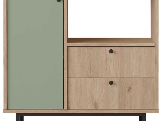 Ντουλάπι 956LCS3579 88x35,5x85cm Oak-Green Μοριοσανίδα, Μέταλλο