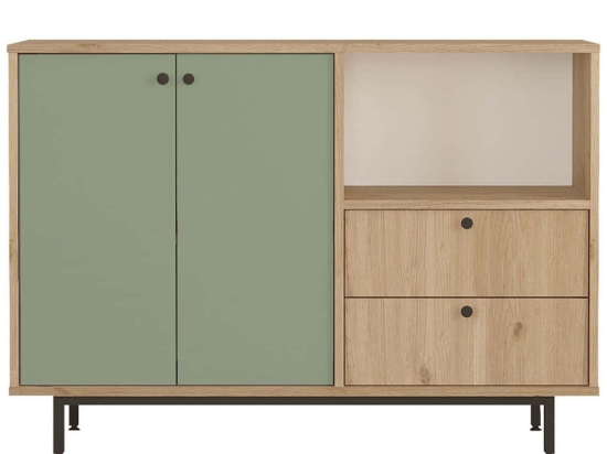 Ντουλάπι 956LCS3580 120x35,5x85cm Oak-Green Μοριοσανίδα, Μέταλλο