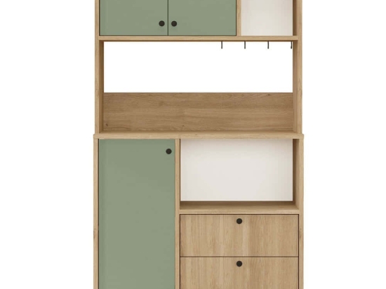 Ντουλάπι Κουζίνας 956LCS3581 88x35,5x161,2cm Oak-Green Μοριοσανίδα, Μέταλλο