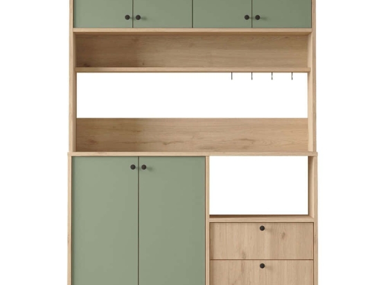 Ντουλάπι Κουζίνας 956LCS3583 120x35,5x180cm Oak-Green Μοριοσανίδα, Μέταλλο