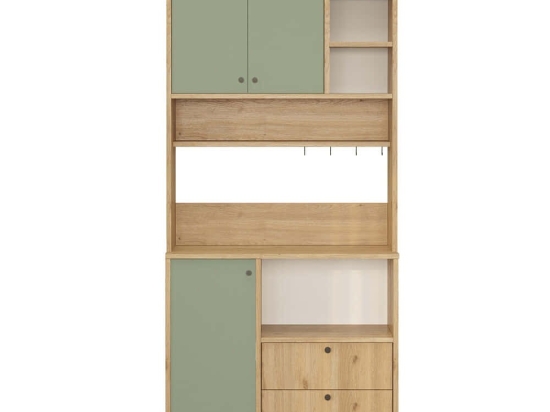 Ντουλάπι Κουζίνας 956LCS3584 88x35,5x205cm Oak-Green Μοριοσανίδα, Μέταλλο
