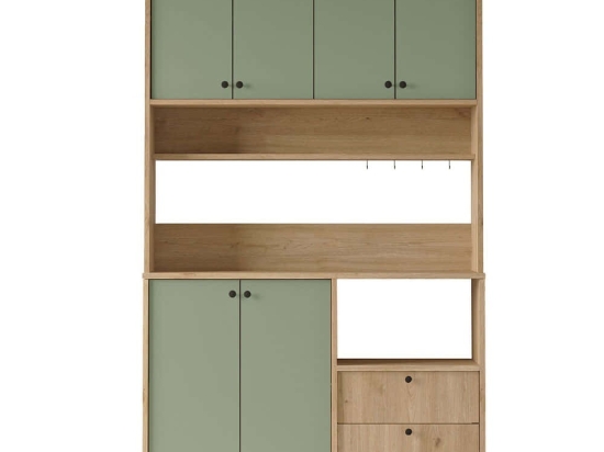 Ντουλάπι Κουζίνας 956LCS3585 120x35,5x205cm Oak-Green Μοριοσανίδα, Μέταλλο