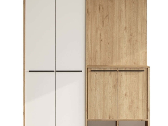 Έπιπλο Εισόδου Os 956LCS2833 147,4x35,5x195,6cm Oak-White Μοριοσανίδα, Μελαμίνη