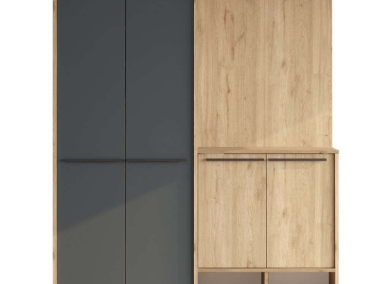 Έπιπλο Εισόδου Os 956LCS2834 147,4x35,5x195,6cm Oak-Anthracite Μοριοσανίδα, Μελαμίνη