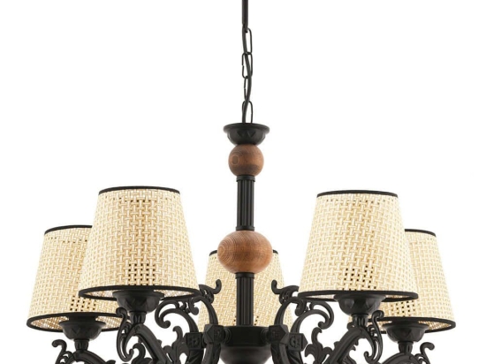 Φωτιστικό Οροφής Fiona Coral Wood 390FLH2298 55x65cm 5xE27 40W Black-Cream Opviq