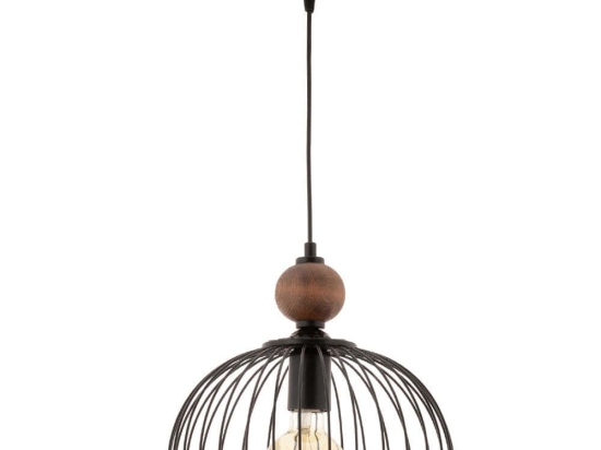 Φωτιστικό Οροφής Dorris Wood 390FLH2308 Φ30x60cm 1xE27 40W Black-Brown Opviq