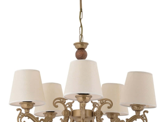 Φωτιστικό Οροφής Fiona Wood 390FLH2312 55x65cm 5xE27 40W White-Gold Opviq
