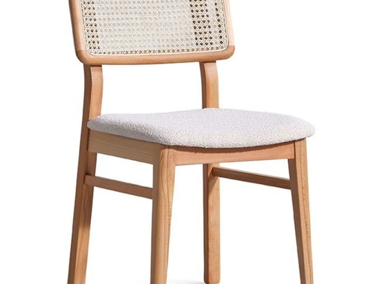 Καρέκλα Lotus Teddy 117FRF1307 45x48x85cm Natural-Cream Ξύλο,Ύφασμα