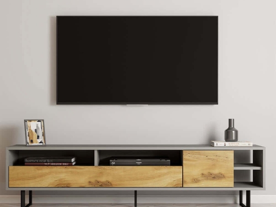 Έπιπλο Tηλεόρασης Luga 382NRC2515 180x29,8x44,7cm Grey-Oak