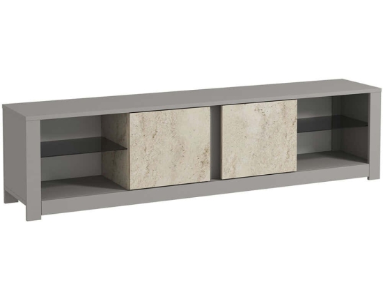 Έπιπλο Tηλεόρασης Aydos 382NRC2526 180x35x45cm Travertine Beige-Grey