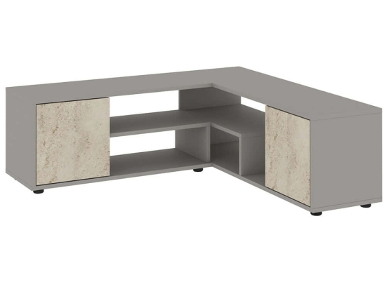 Έπιπλο Tηλεόρασης Γωνιακό Rosa 382NRC2523 125x35/120x40cm Travertine Beige-Grey