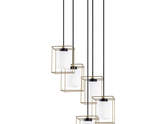 Φωτιστικό Οροφής Swank 521SHN3468 53x53x113cm 5xE27 40W Gold Opviq