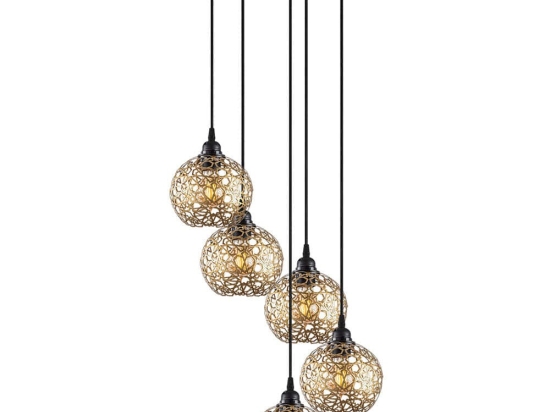 Φωτιστικό Οροφής Selcuklu 521SHN3478 60x60x111cm 5xE27 40W Gold Opviq
