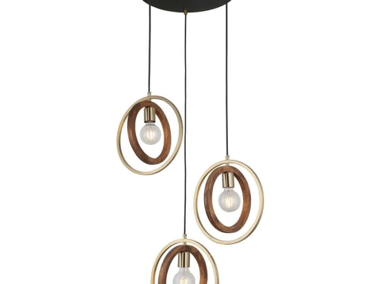 Φωτιστικό Οροφής Feno 341LCA1173 55x180cm 3xE27 40W Brown-Gold Opviq