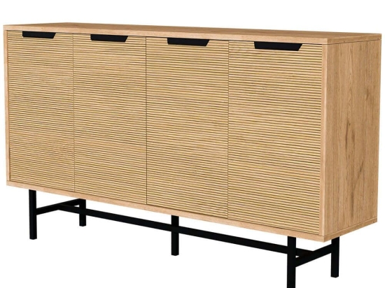 Μπουφές Blanco 389MZA2233 144,8x35x79cm Oak-Black Μοριοσανίδα, Μελαμίνη