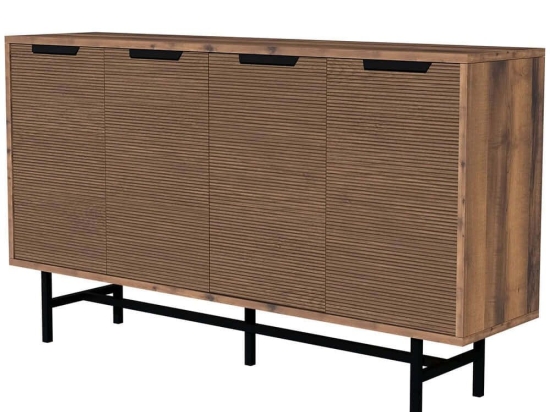 Μπουφές Blanco 389MZA2234 144,8x35x79cm Walnut-Black Μοριοσανίδα, Μελαμίνη