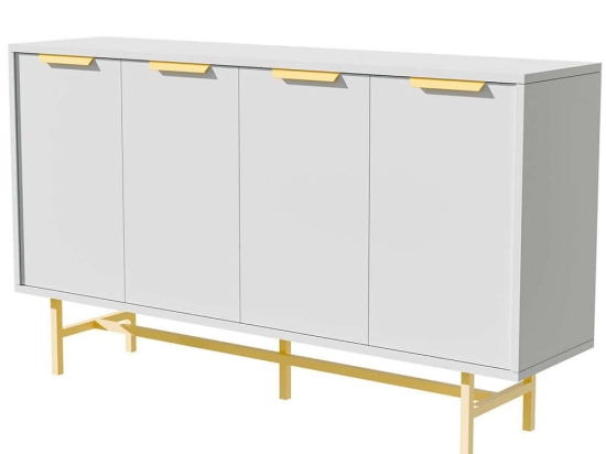 Μπουφές Nero 389MZA2236 144,8x35x79cm White-Gold Μοριοσανίδα, Μελαμίνη