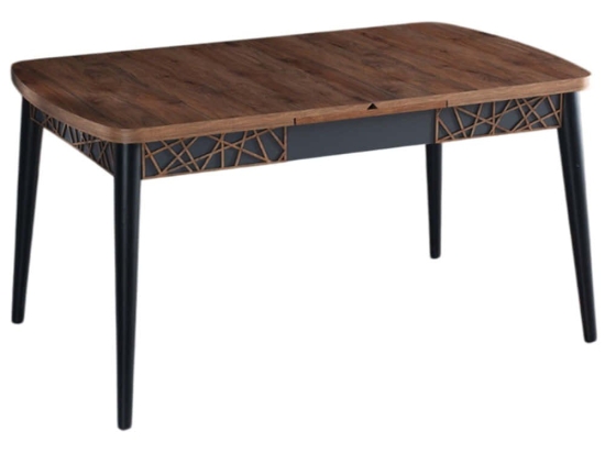 Τραπέζι Επεκτεινόμενο Amalfi Motif 107BCK1509 131,5/170x76,5x79,5cm Walnut-Black Μοριοσανίδα,Ξύλο
