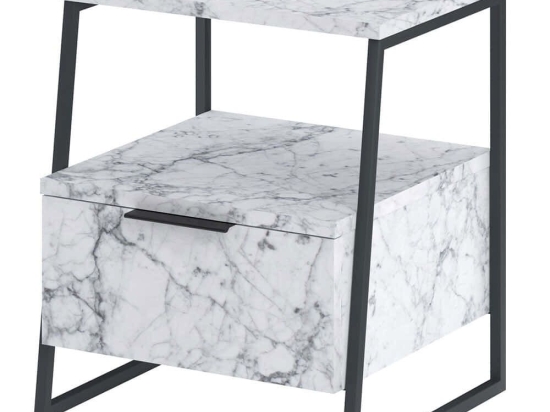 Κομοδίνο Pal 855DTE5188 45x40x50cm Marble Effect White-Black