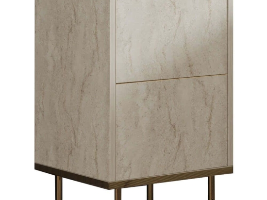 Κομοδίνο Imaj 382NRC1808 40x35x60cm Travertine Beige-Gold
