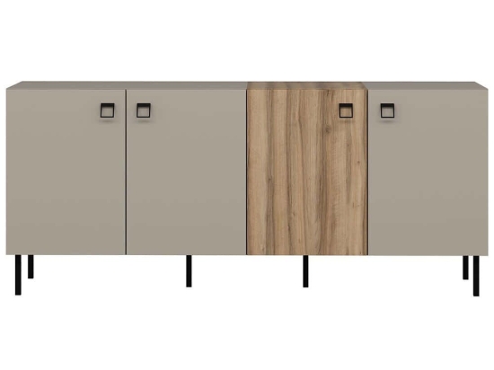 Μπουφές Mila 506MNR1318 180x45x75cm Sand-Oak Μοριοσανίδα, Μέταλλο