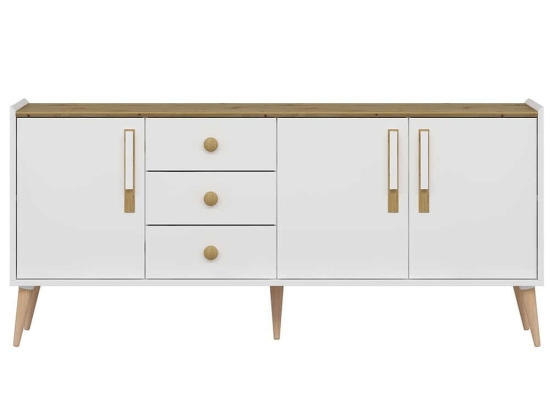 Μπουφές Mitra 506MNR1320 180x45x80cm White-Oak Μοριοσανίδα,Ξύλο