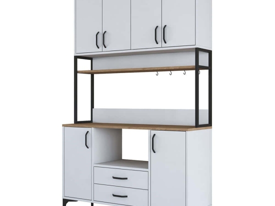 Ντουλάπι Κουζίνας 893RAN4969 120x40x198,6cm White-Oak Μοριοσανίδα, Μελαμίνη
