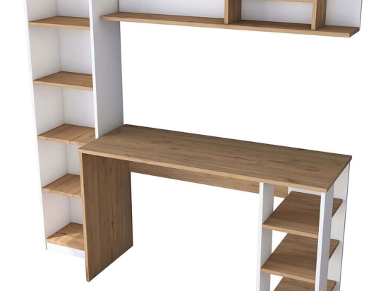 Γραφείο Με Βιβλιοθήκη & Ράφι 893RAN2714 160x45x161,8cm White-Walnut