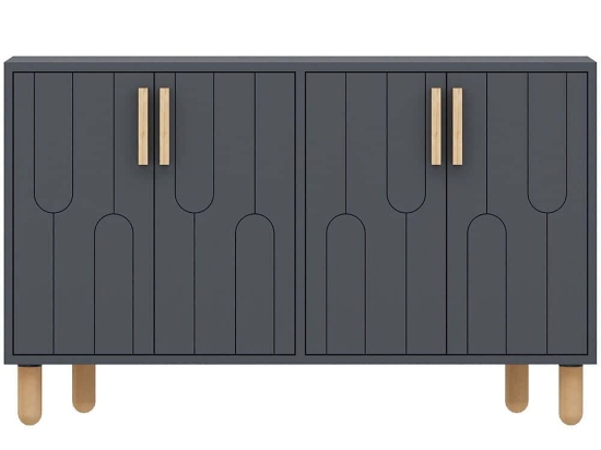 Μπουφές Vincent 327ODS1285 120x29,6x73,6cm Anthracite-Oak Μοριοσανίδα, Μελαμίνη